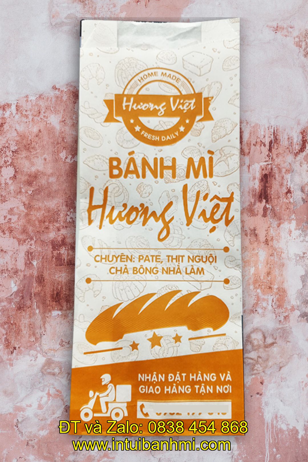 Các mặt của túi giấy đựng bánh mì