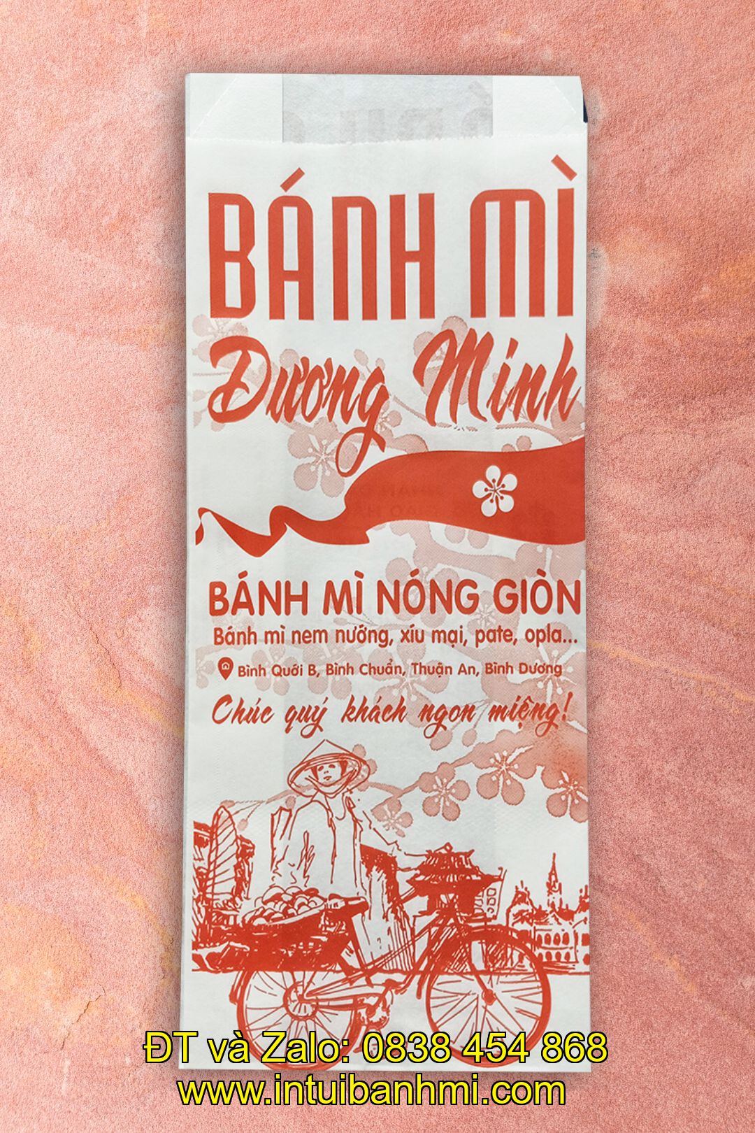 Các mặt của túi giấy đựng bánh mì