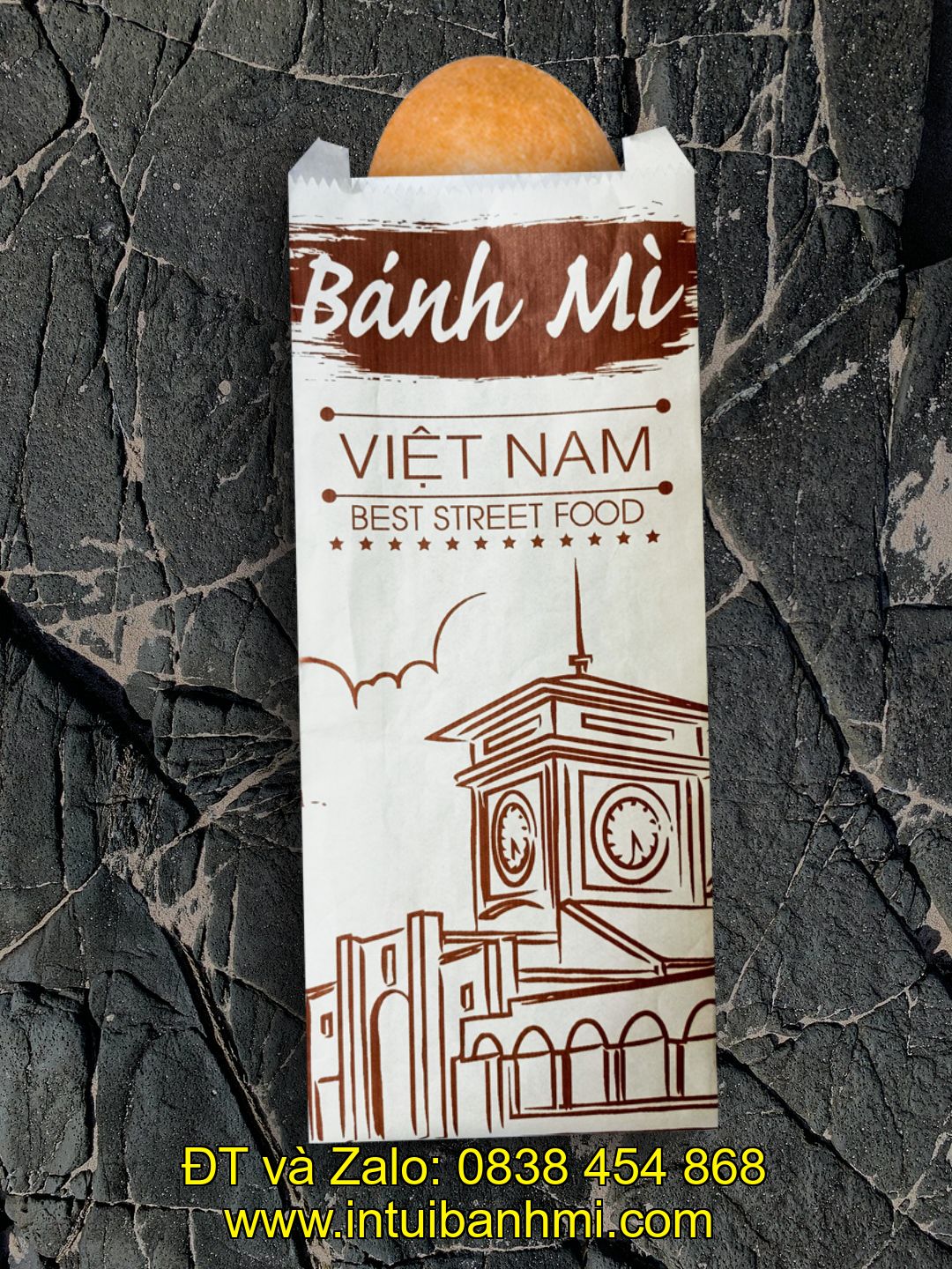 Địa chỉ in túi làm bằng giấy kraft đựng bánh mì tại Bình Thuận